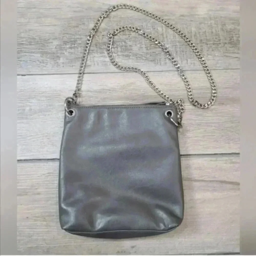 Grey Faux Leather Crossbody with Chain Strap NWOT